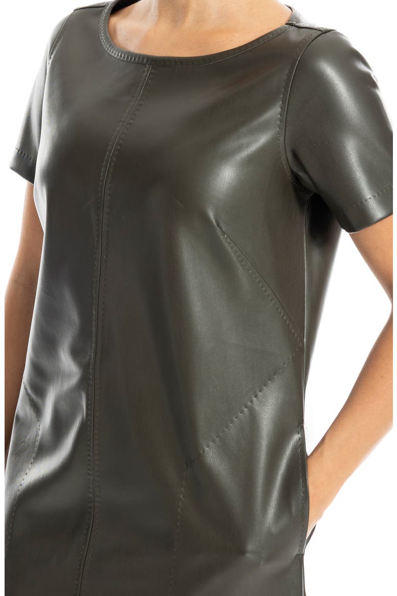 Short Sleeve Faux Leather Dress, Alternate, color, LODEN-LODEN
