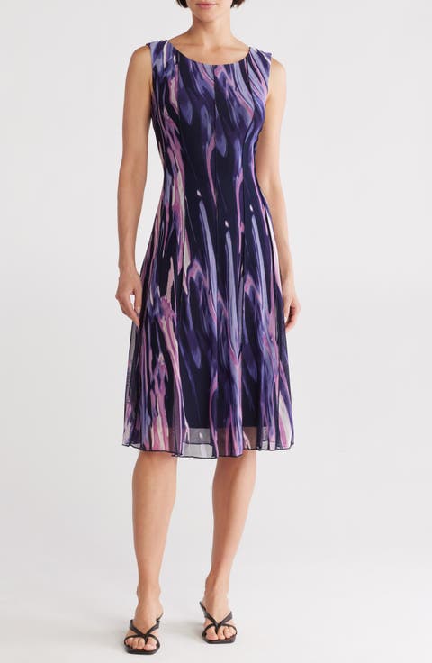 Mesh A-Line Midi Dress