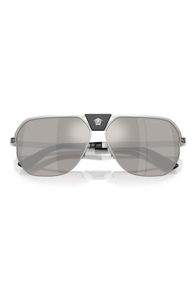 61mm Square Sunglasses, Alternate, color, SILVER / GREY MIRROR SILVER