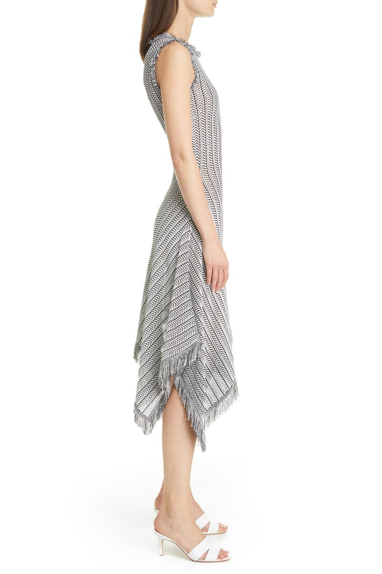 Herringbone Knit Asymmetrical Dress, Alternate, color, BLACK/ WHITE
