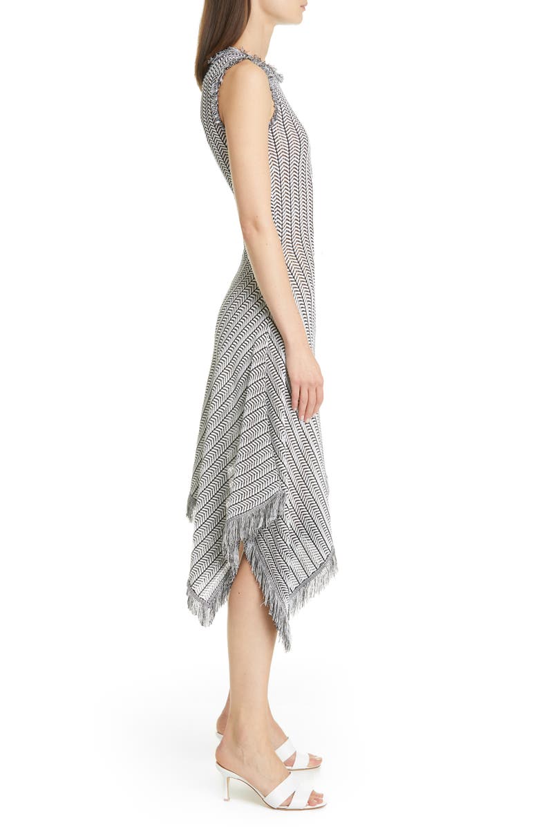 Oscar de la Renta Herringbone Knit Asymmetrical Dress, Alternate, color, 