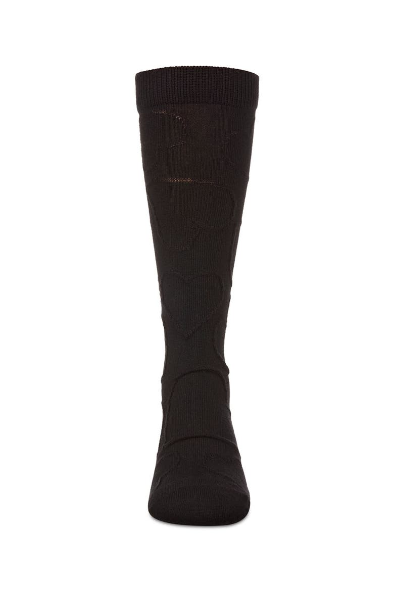 Stretch Multi Heart Design Knee Sock, Alternate, color, Black