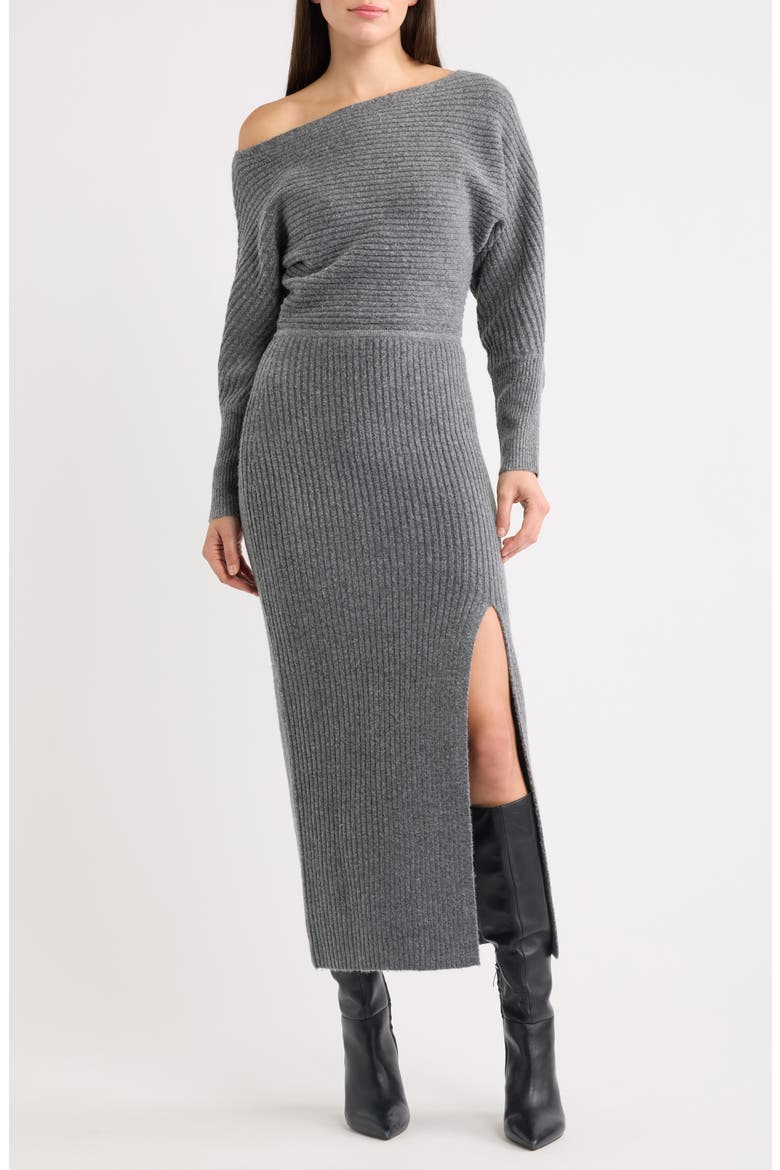 Alta Long Sleeve Rib Maxi Sweater Dress, Main, color, CHARCOAL