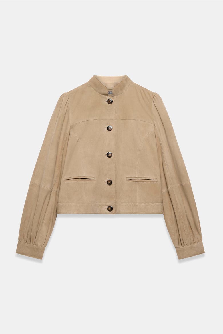 Suede Puff Sleeve Jacket, Alternate, color, Tan