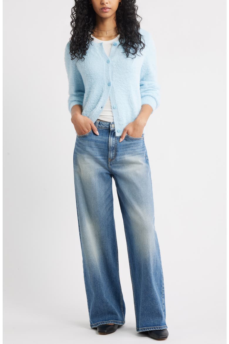Fuzzy Scoop Neck Cardigan, Alternate, color, BLUE SKYRIDE