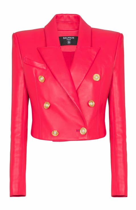 Cropped Lambskin 6-Button Jacket