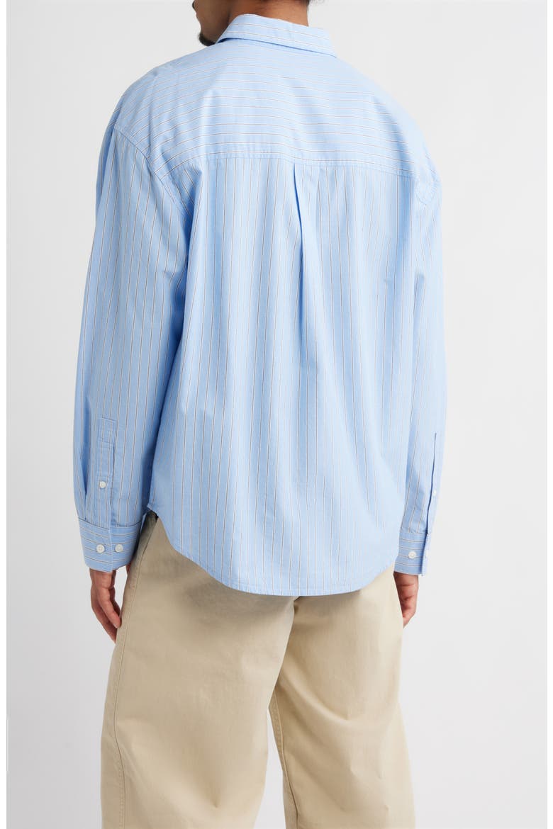 Oversize Cotton Button-Up Shirt, Alternate, color, BLUE DUAL STRIPE