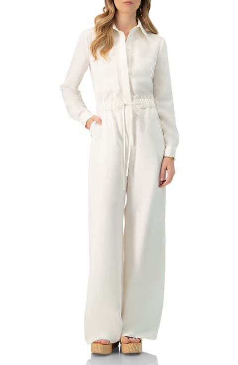 Linene Long Sleeve Collared Jumpsuit