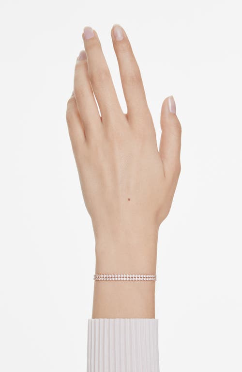 Swarovski Matrix Crystal Double Row Slider Bracelet In Rose Gold/white