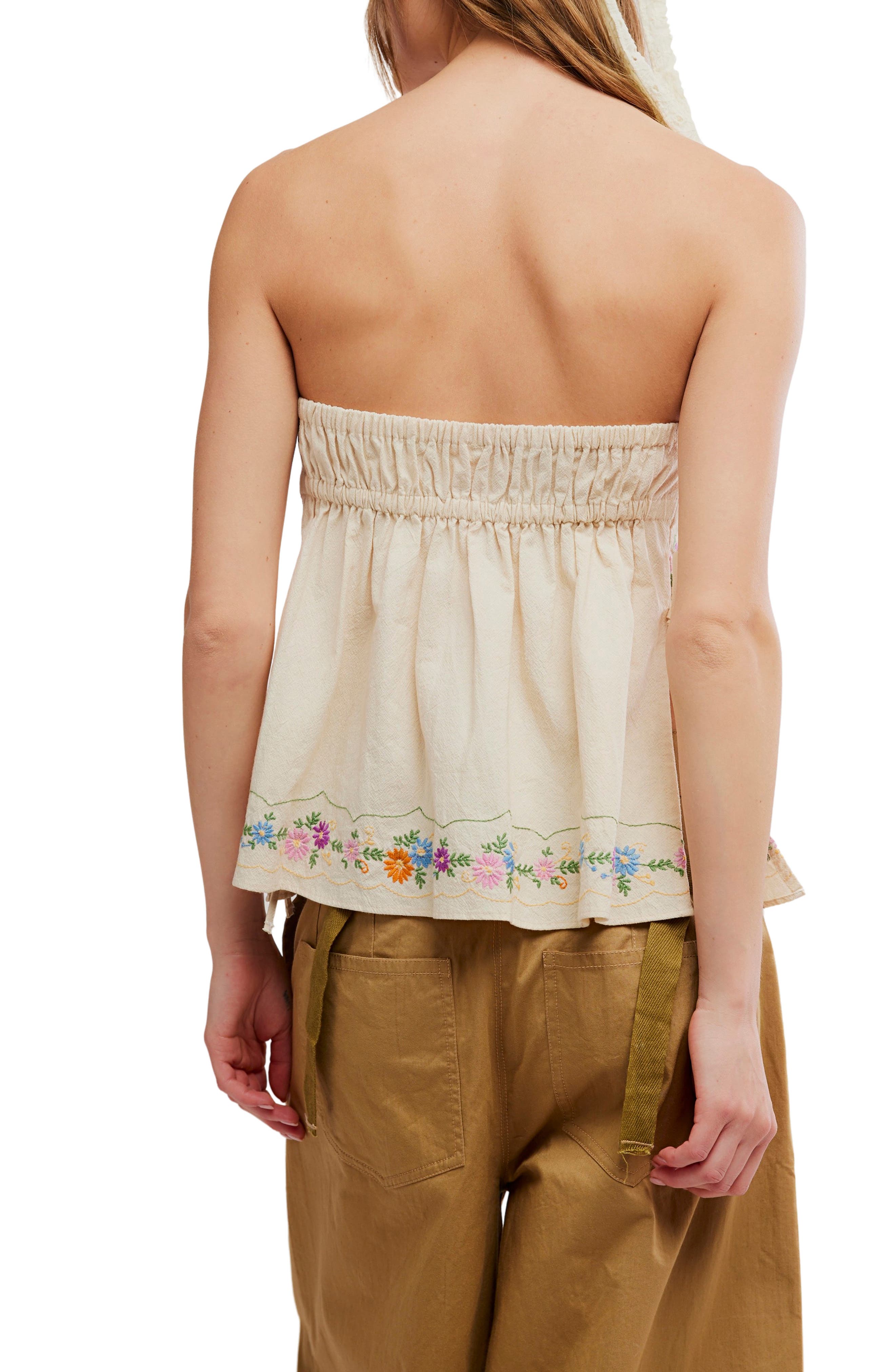 Doily Days Embroidered Strapless Cotton Top - image 4