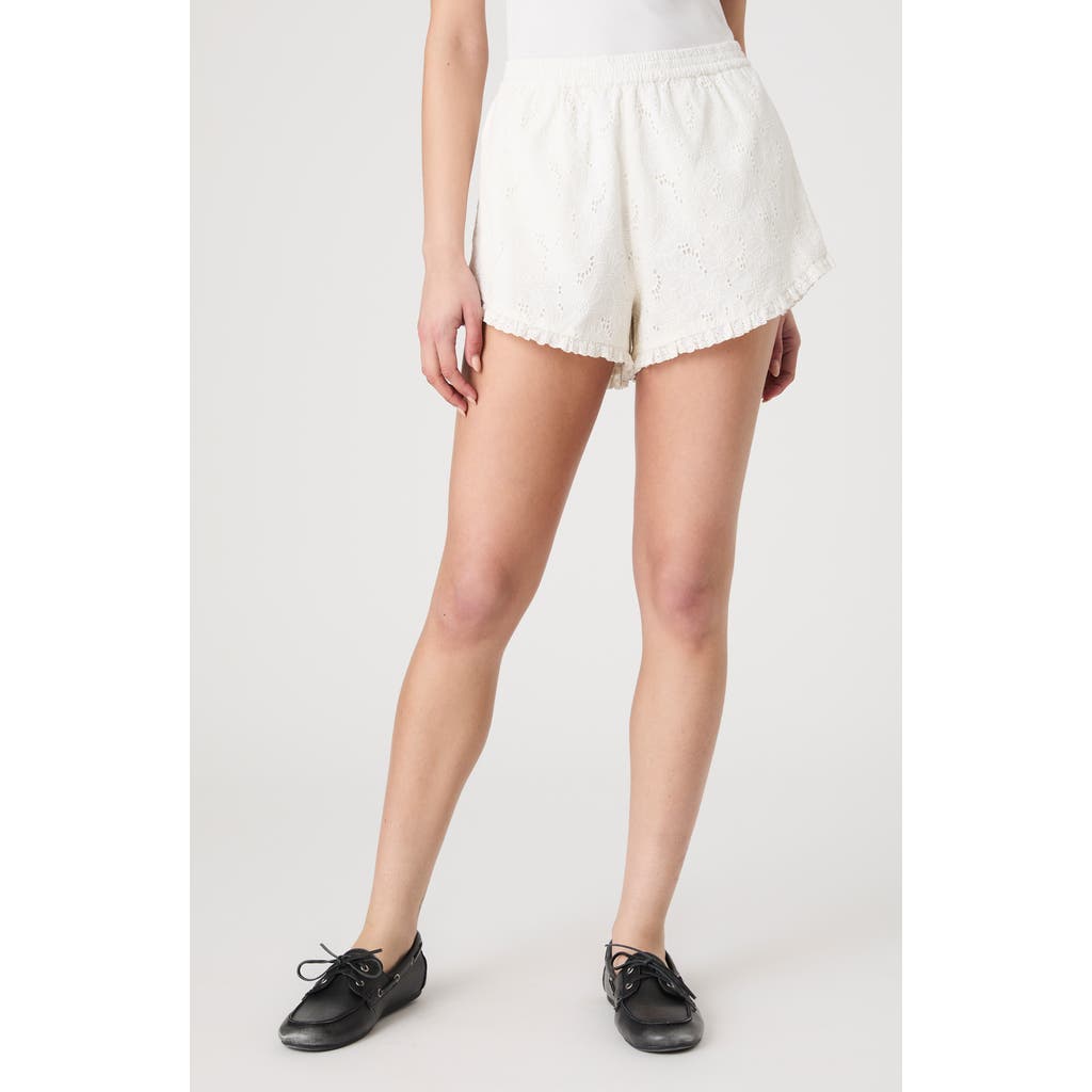 French Connection Ruffle Hem Cotton Eyelet Shorts