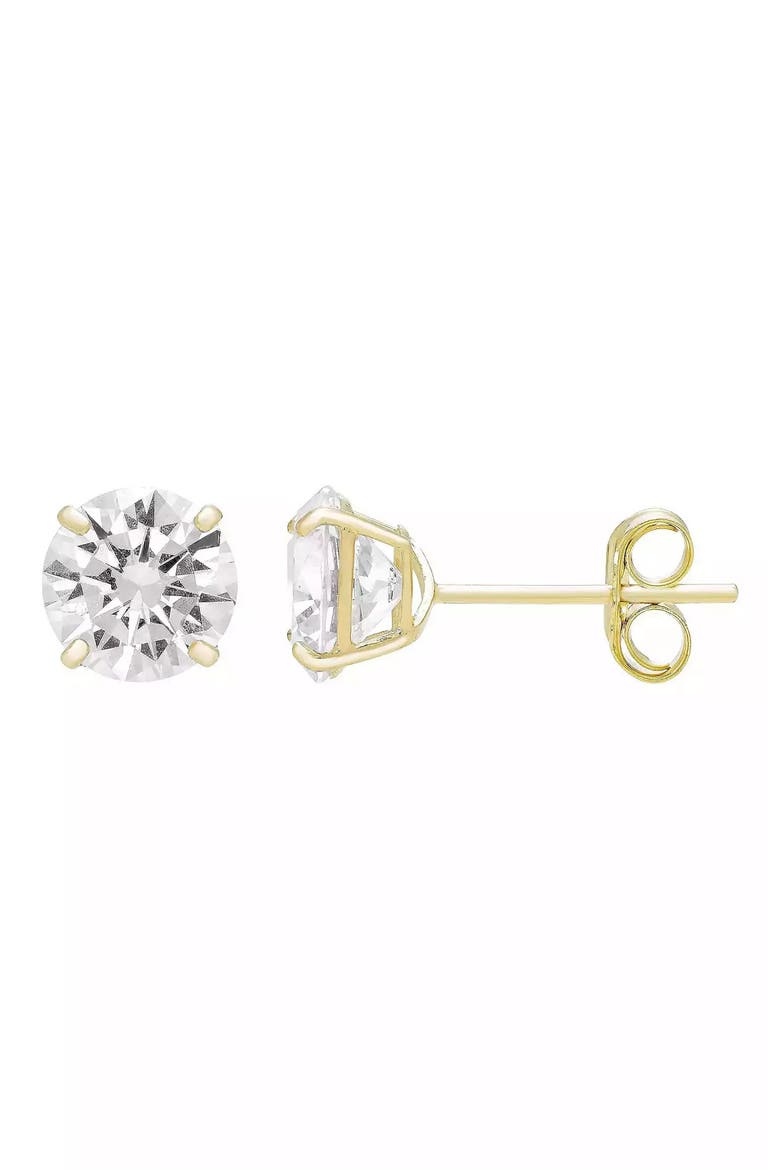 14K Gold Cubic Zirconia 5mm Stud Earrings, Main, color, YELLOW