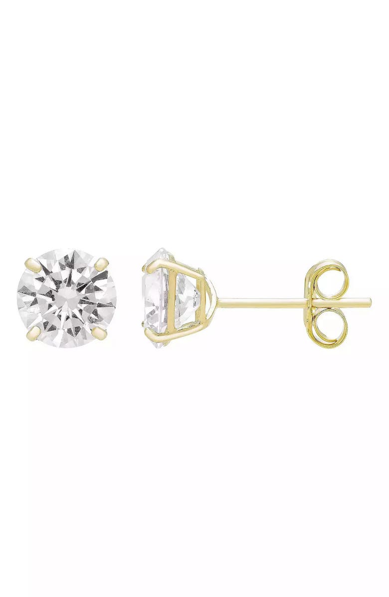 A&M 14K Gold Cubic Zirconia 5mm Stud Earrings, Main, color, Yellow
