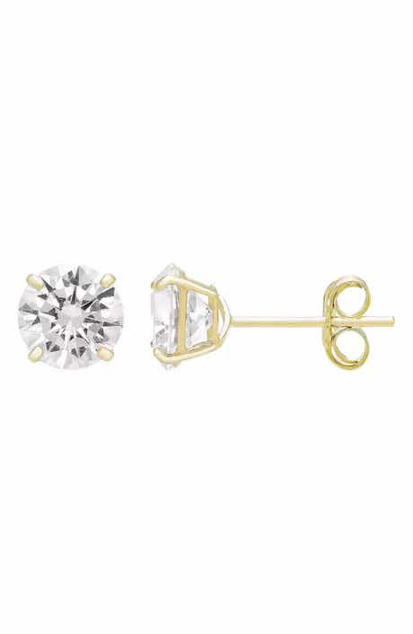 A&M 14K Gold Cubic Zirconia 5mm Stud Earrings