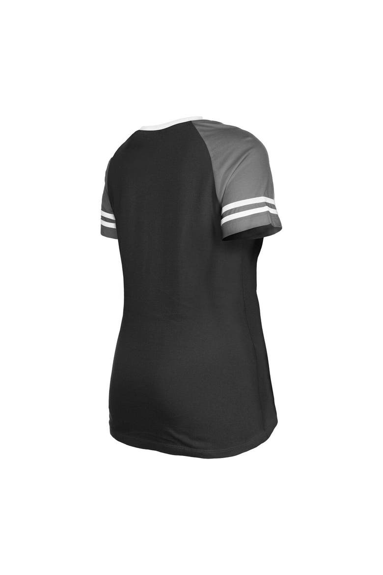 Women's New Era  Black Las Vegas Raiders Raglan Lace-Up T-Shirt, Alternate, color, Black