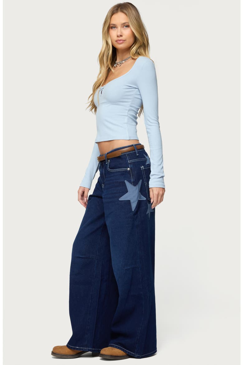 Trish Stars Low Rise Wide Leg Jeans, Alternate, color, INDIGO-BLUE-RAW-WASH