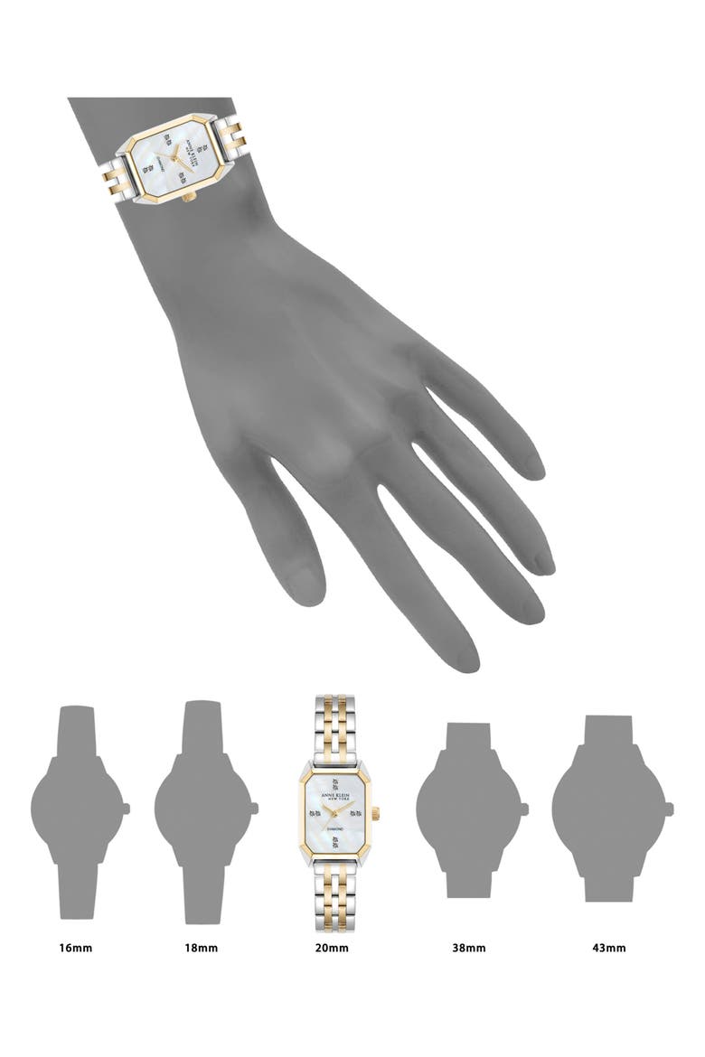 Mixed Metal Diamond Dial Three Hand Quartz Watch, 26mm x 37mm, Alternate, color, SILVER/ TWO-TONE