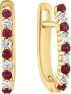 EFFY 14k Gold Plated Ruby Huggie Hoop Earrings