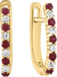EFFY 14k Gold Plated Ruby Huggie Hoop Earrings