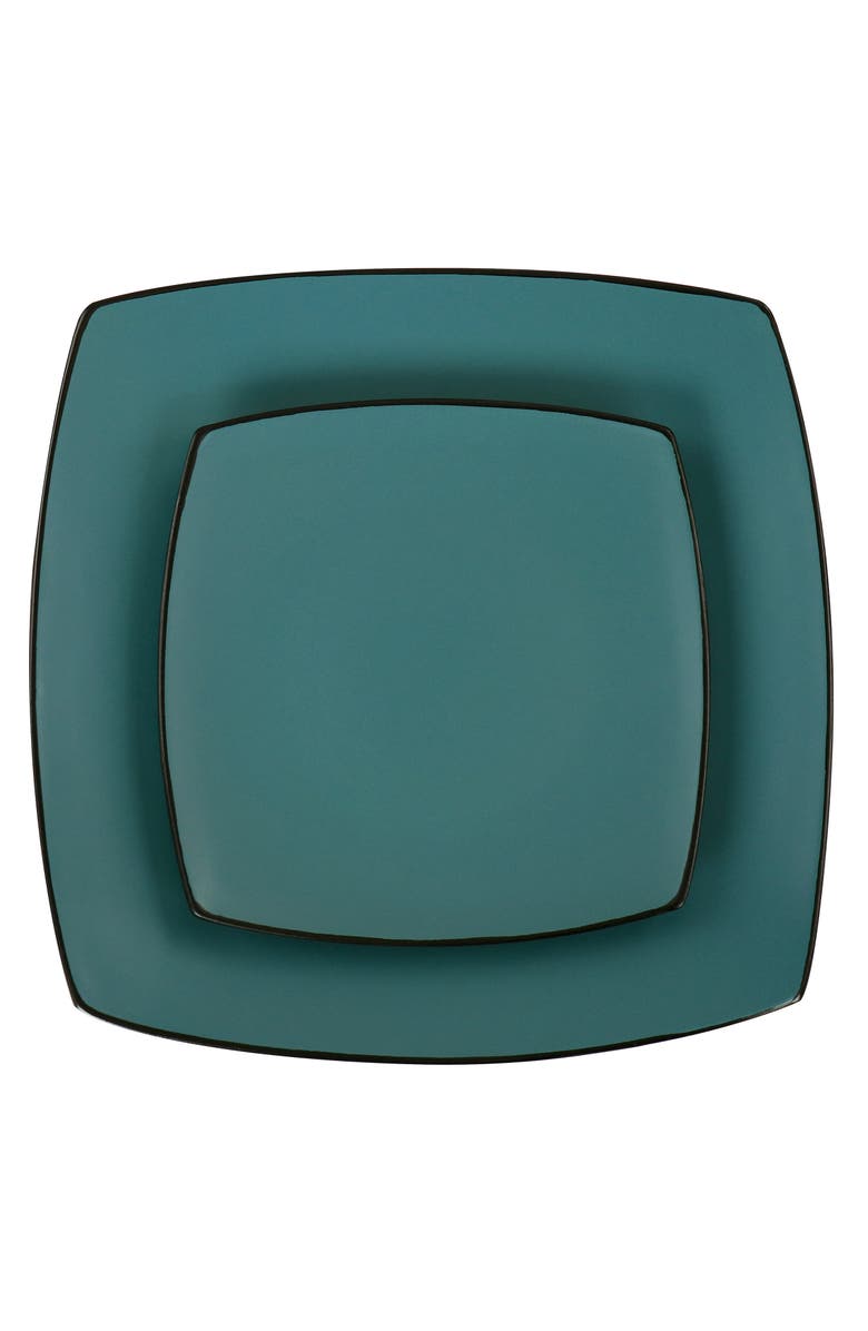 Gibson Elite 16 Piece Matte Glaze Square Dinnerware Set, Alternate, color, Blue