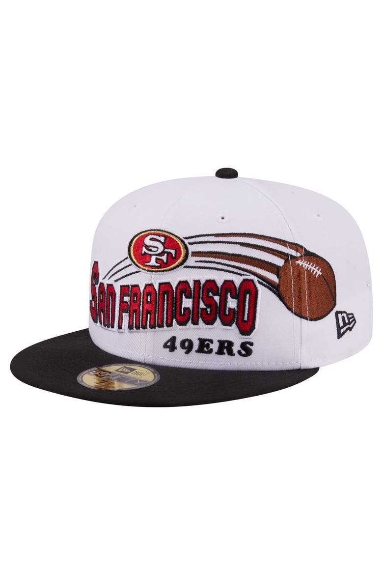 Men's New Era White/Black San Francisco 49ers Retro Swoop 59FIFTY Fitted Hat, Alternate, color, White