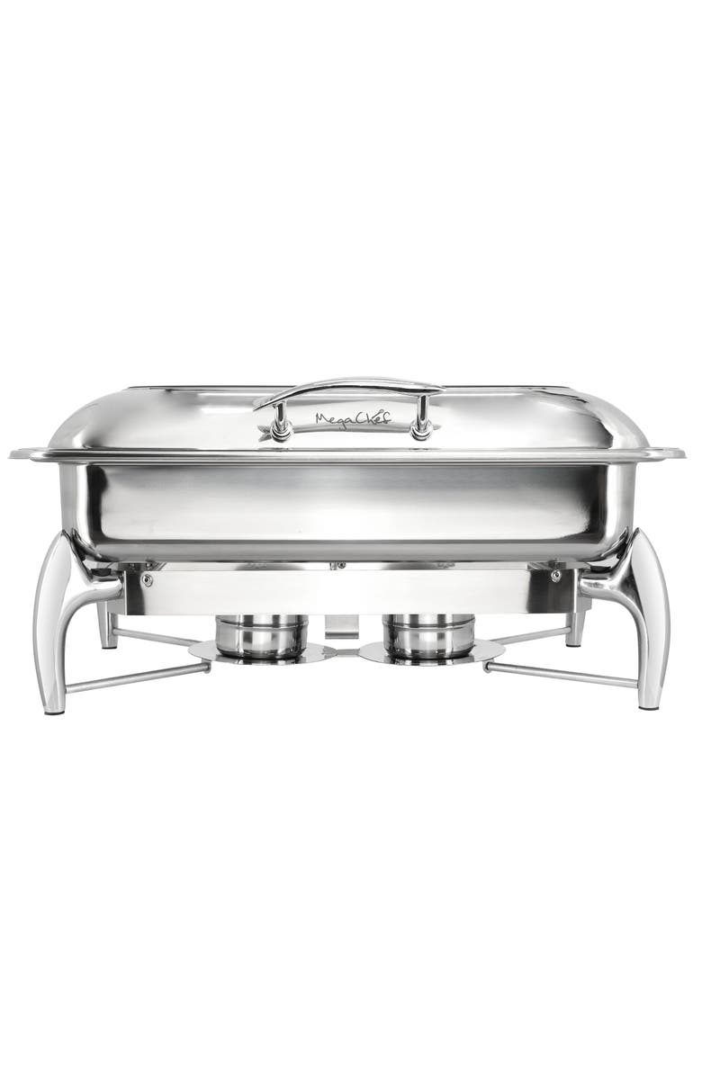 Megachef 9.5 Quart Stainless Steel Rectangle Professional Chafing Dish/Food Warmer/Buffet Server Serving Trays, Alternate, color, Silver