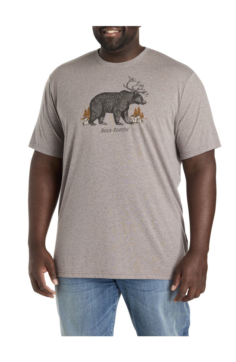 Lucky Brand Big & Tall Beer Bear Graphic Tee, Main, color, Heather Grey