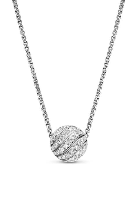Sculpted Cable 10mm Diamond Pendant Necklace