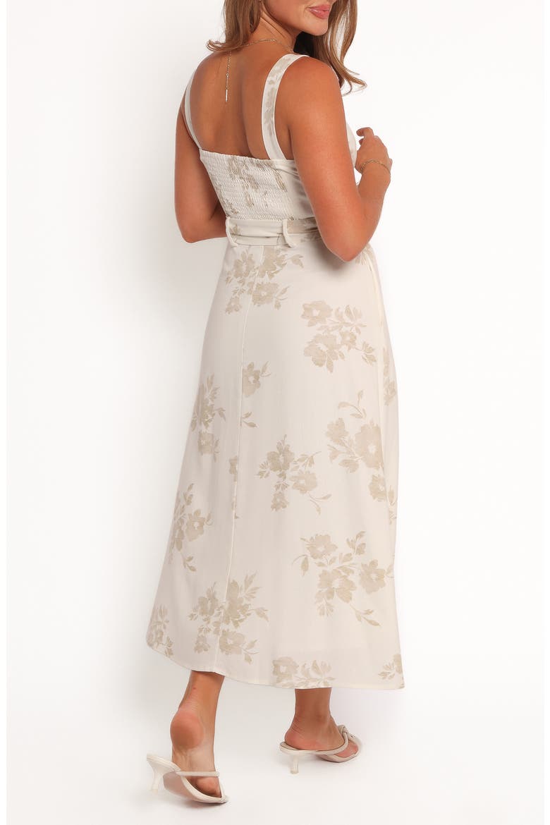 Liora Floral Belted Midi Sundress, Alternate, color, ANTIQUE WHITE