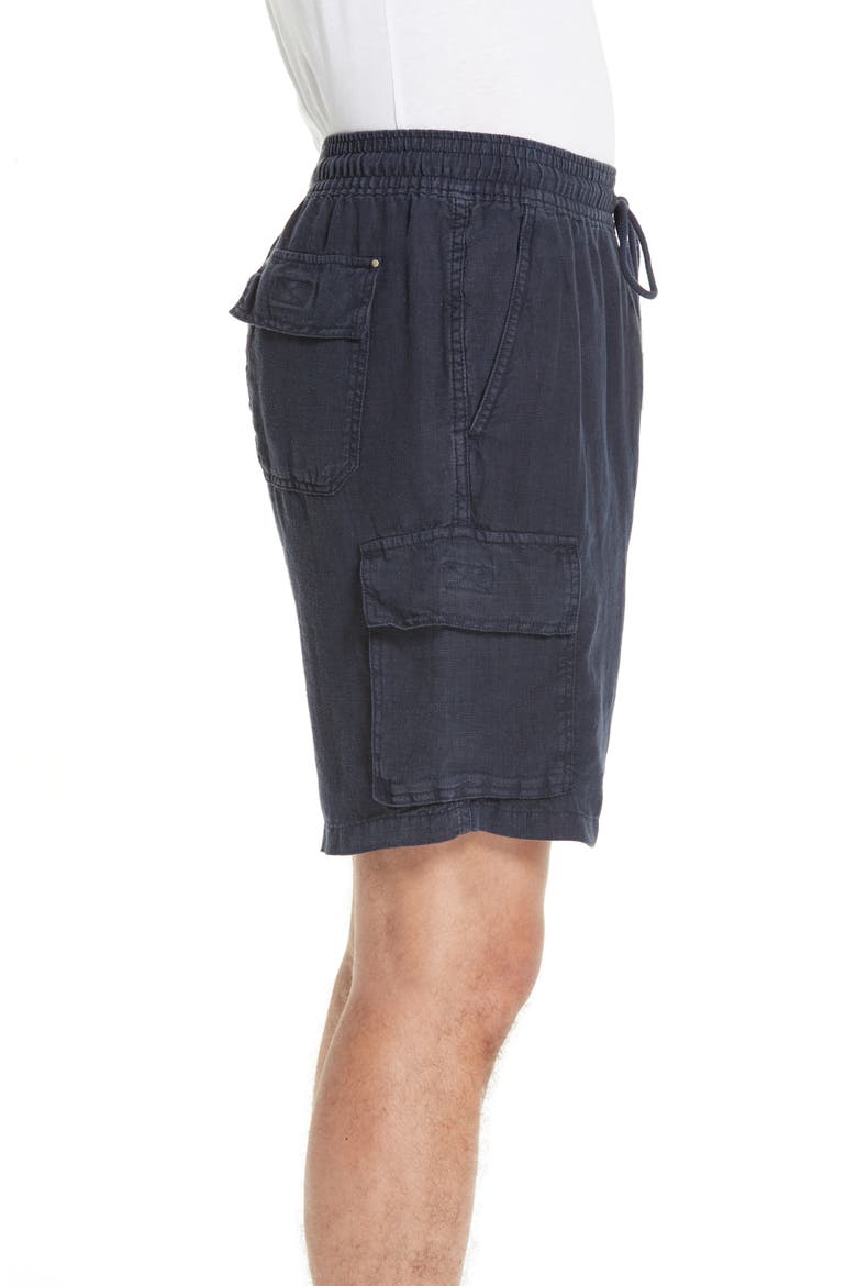 Men's Linen Bermuda Cargo Pockets Shorts, Alternate, color, BLUE