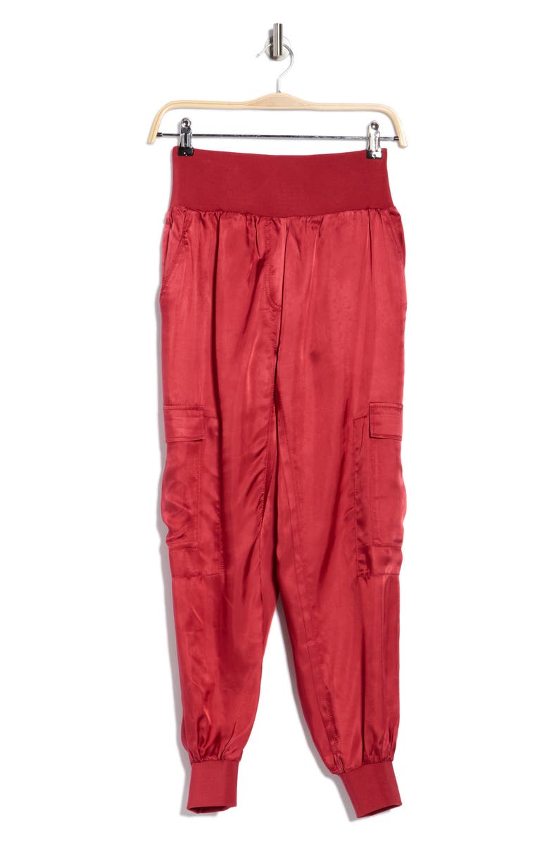 Cinq à Sept Giles Cupro Crop Cargo Joggers, Alternate, color, Red Currant