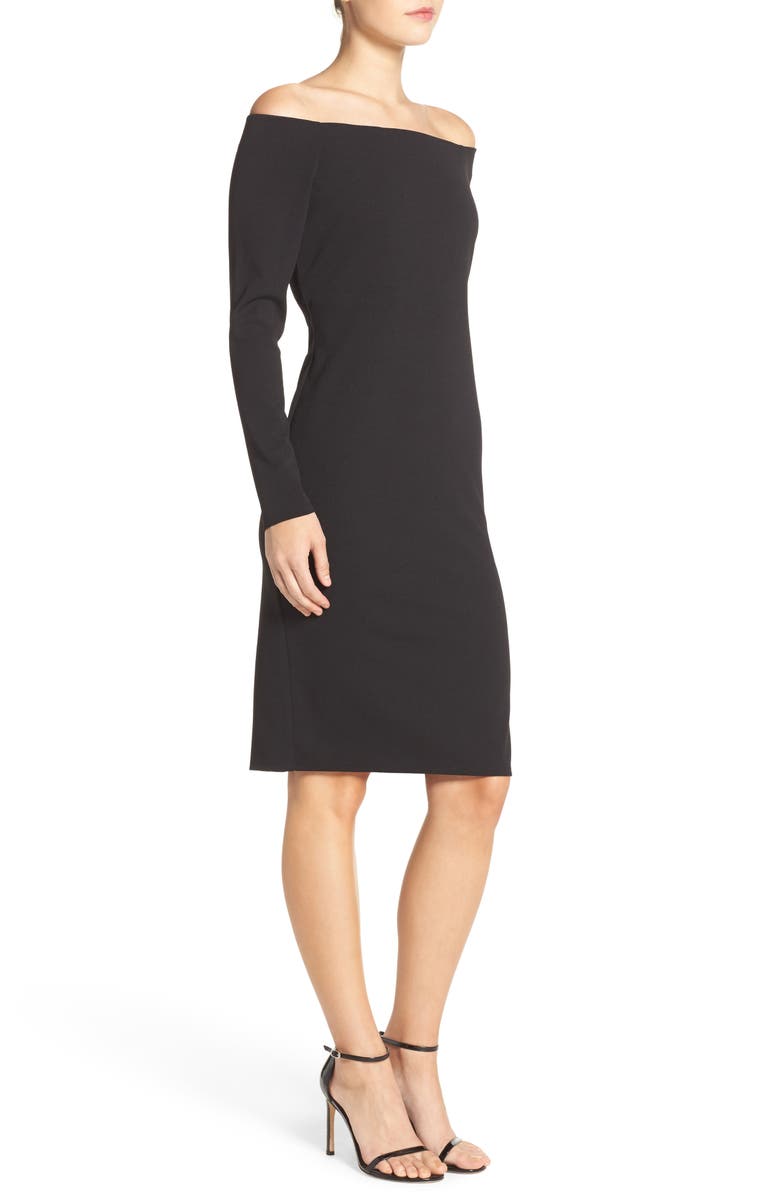 Eliza J Off the Shoulder Scuba Sheath Dress, Alternate, color,
