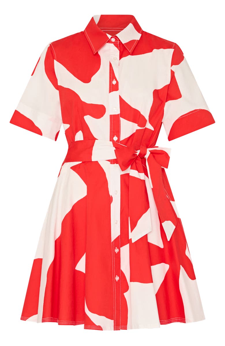 Milly Grand Foliage Belted Stretch Cotton Poplin Shirtdress, Alternate, color, 