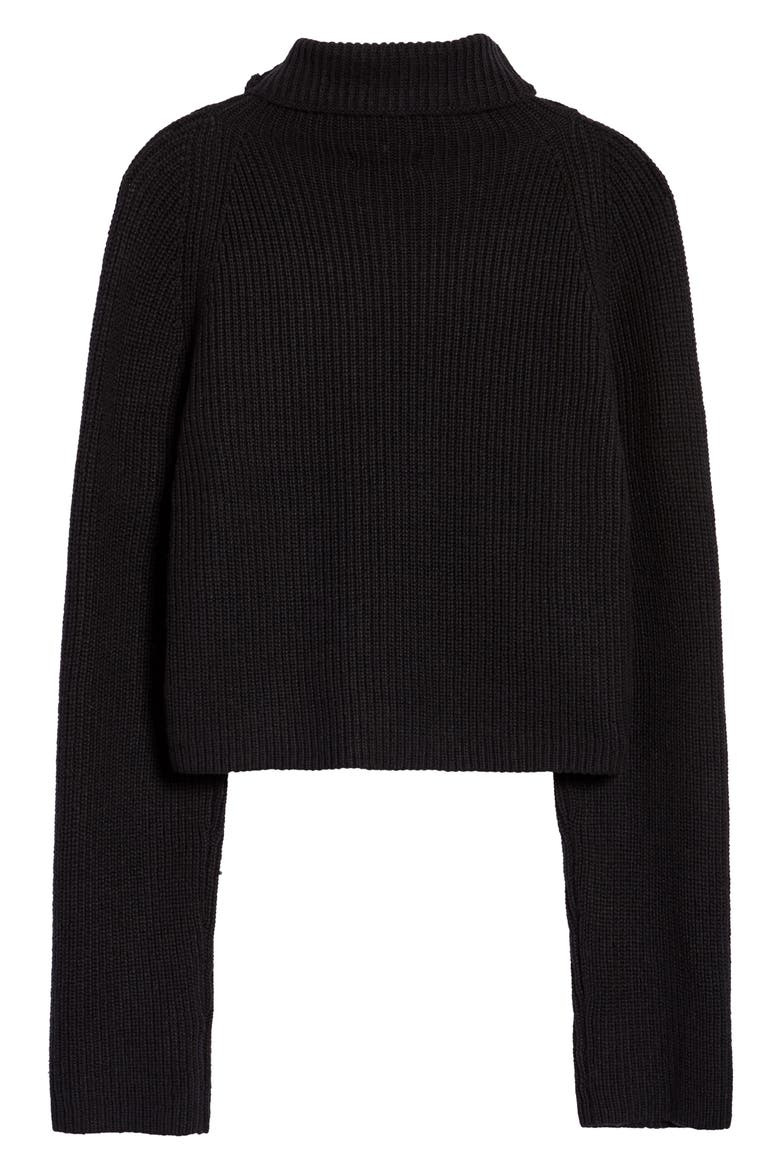 Transfer Stitch Turtleneck Sweater, Alternate, color, BLACK