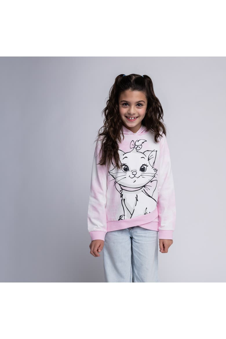 The Aristocats Marie Fleece Pullover Hoodie, Alternate, color, Marie Pink Tie Dye