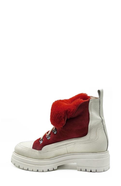 Beautiisoles Francy Genuine Shearling Lined Platform Boot In Red