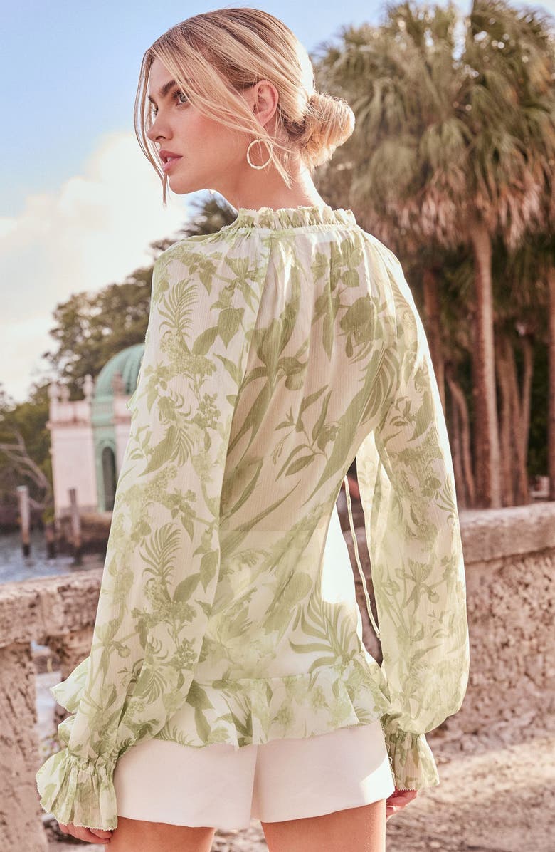 Lipsy Floral Ruffle Long Sleeve Peplum Top, Alternate, color, 