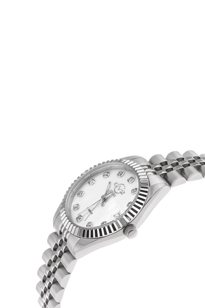 Naples White Dial Steel Diamond Watch, 34mm - 0.146 ctw, Alternate, color, SILVER
