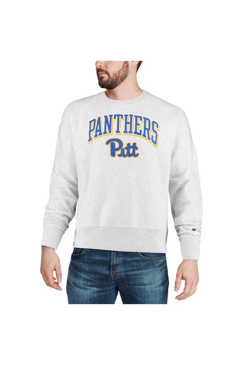 Men's Champion Gray Pitt Panthers Arch Over Logo Reverse Weave Pullover Sweatshirt, Alternate, color, Gray