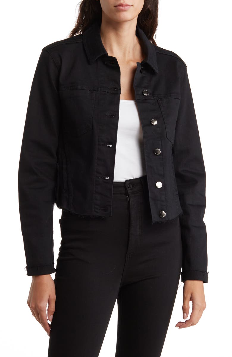 T Tahari Raw Edge Denim Jacket, Main, color, 