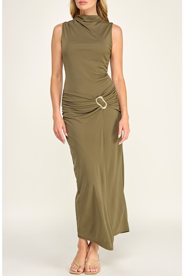 Hardware Detail Sleeveless Body-Con Dress, Main, color, OLIVE