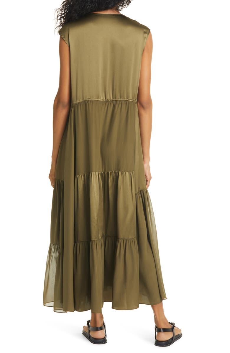 La Ligne Charmeuse & Georgette Patchwork Silk Dress, Alternate, color,