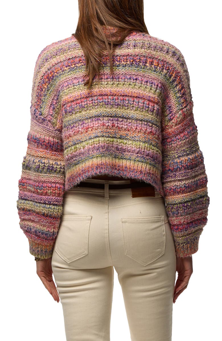 SAACHI Rainbow Stripe Crop Cardigan, Alternate, color, Pink Multi