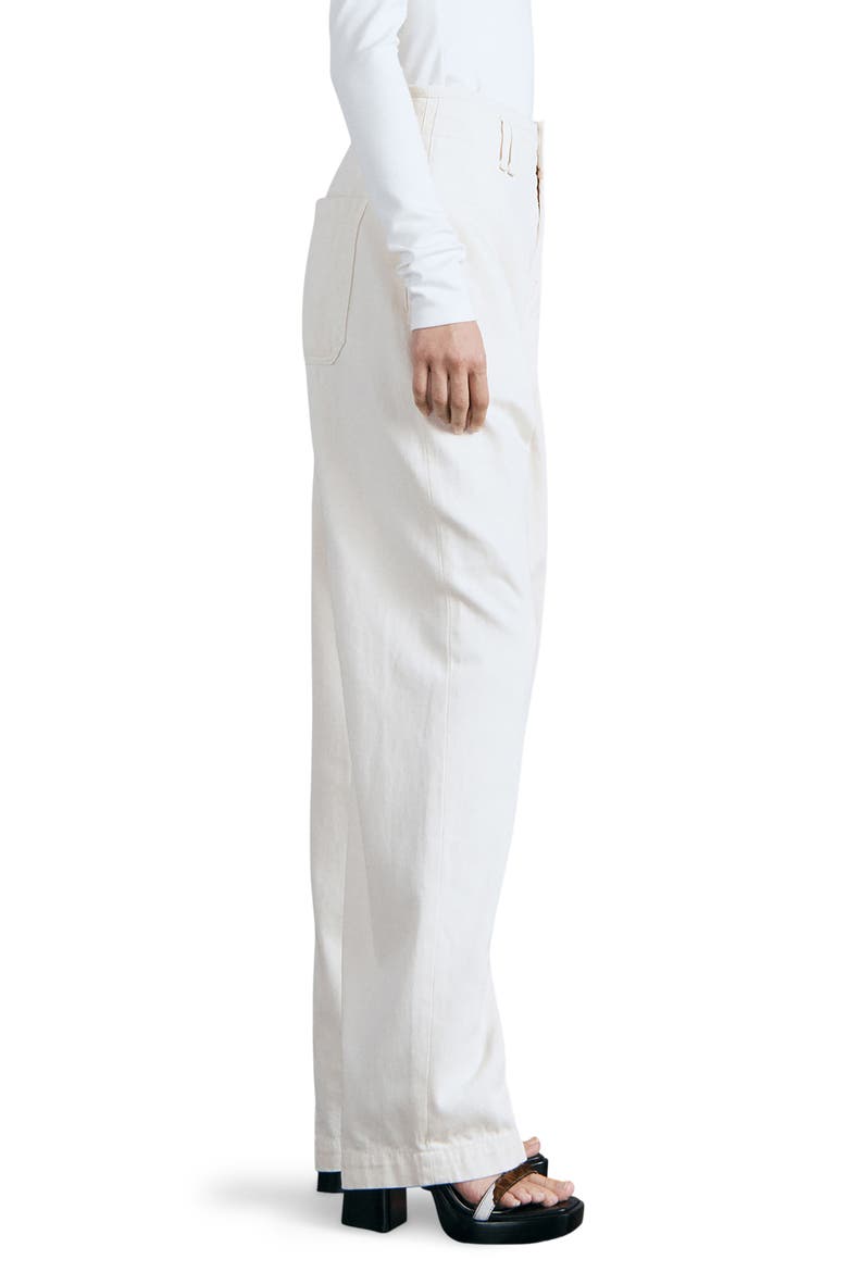 Pleated High Waist Cotton Trousers, Alternate, color, ECRU