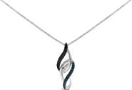Haus of Brilliance Sterling Silver 1/4 Cttw Black Blue White Diamond Linear Swirl Pendant Necklace