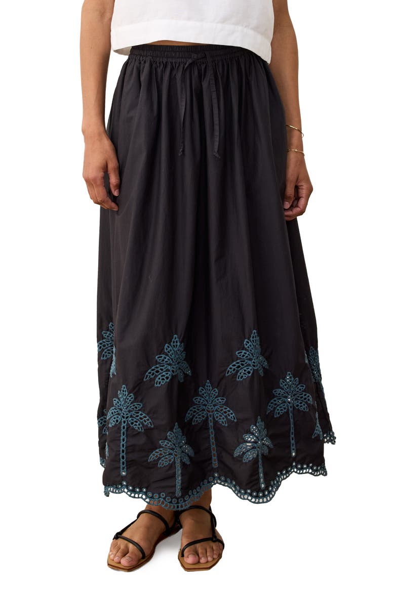 Ryland Eyelet Embroidered Skirt, Main, color, BLACK
