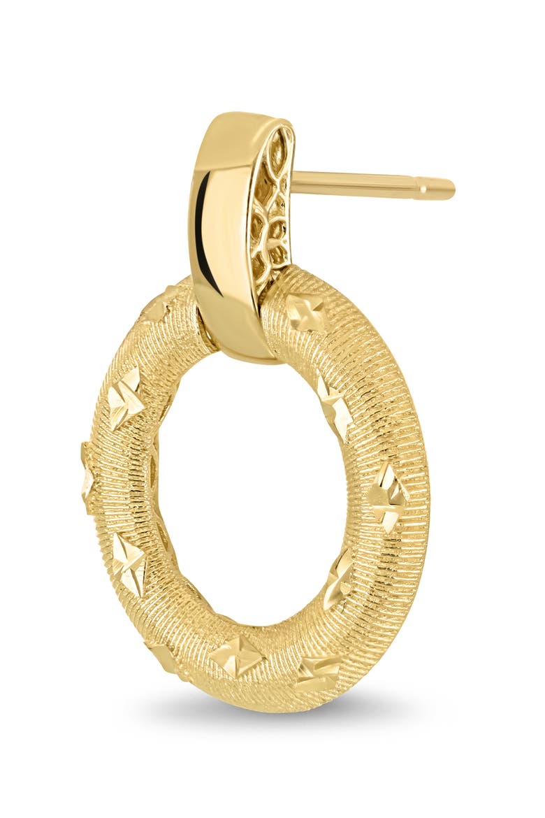 14K Yellow Gold Textured Circle Drop Earrings, Alternate, color, 14KY