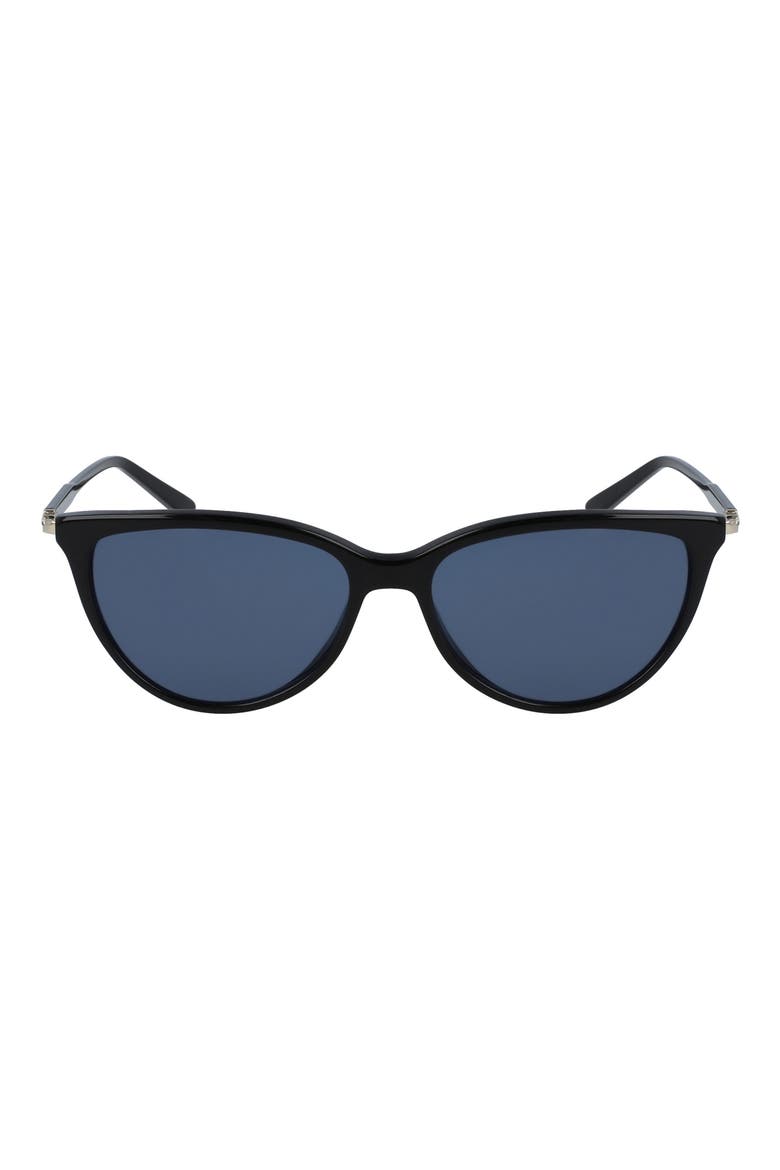 Timeless 55mm Cat Eye Sunglasses, Main, color, BLACK