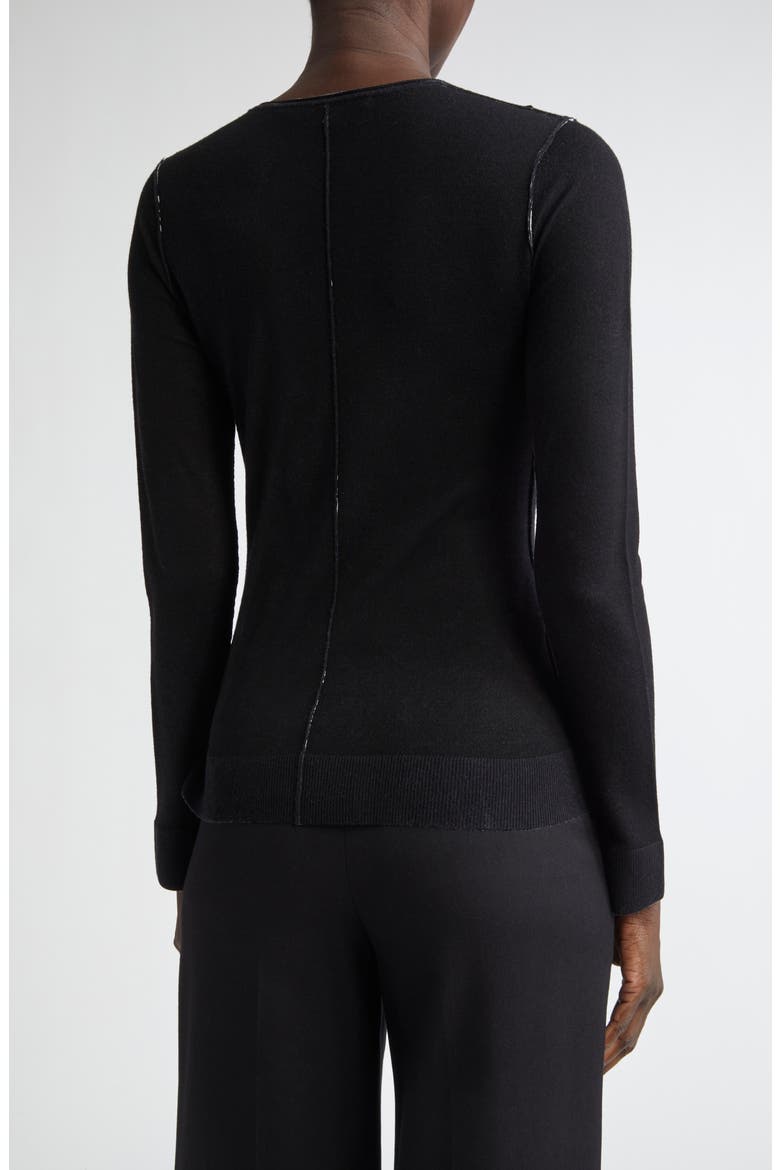 Panelled Merino Wool Cardigan, Alternate, color, CALICO/ BLACK
