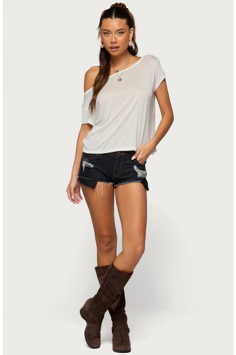 Devin Low Rise Micro Denim Cutoff Shorts, Alternate, color, INDIGO-BLUE-RAW-WASHED